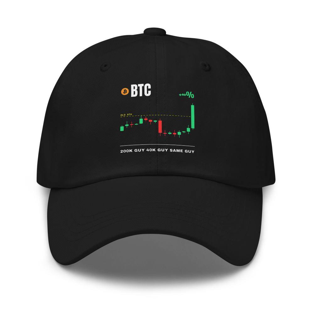 BTC “200k Guy 40k Guy Same Guy” Pump chart Dad Hat