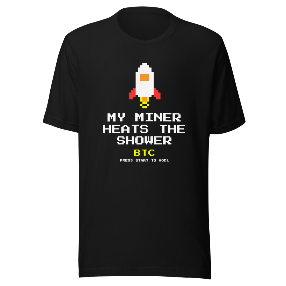 BTC “My Miner Heats The Shower” 8-bit Classic Tee