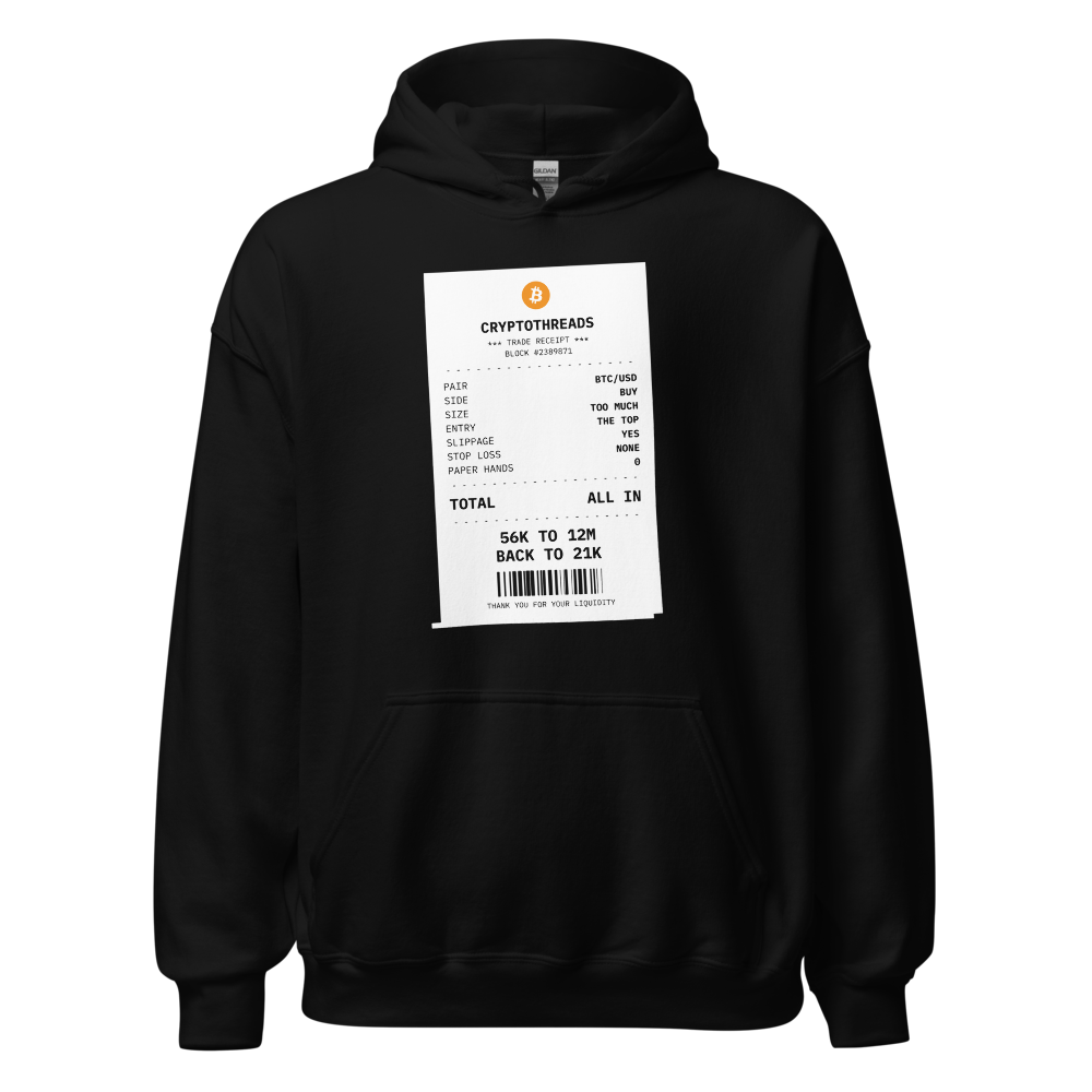 BTC “56k To 12m Back To 21k” Receipt Hoodie