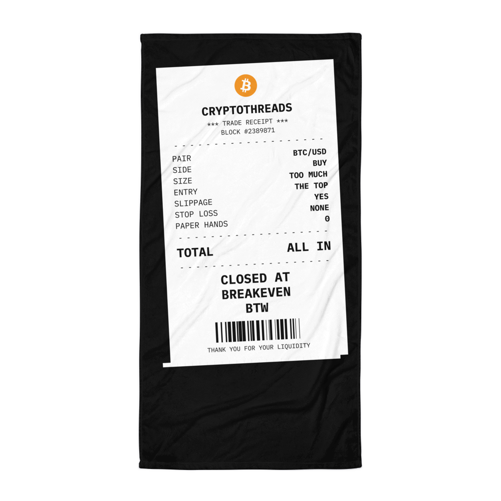 BTC “Closed At Breakeven Btw” Receipt Beach Towel