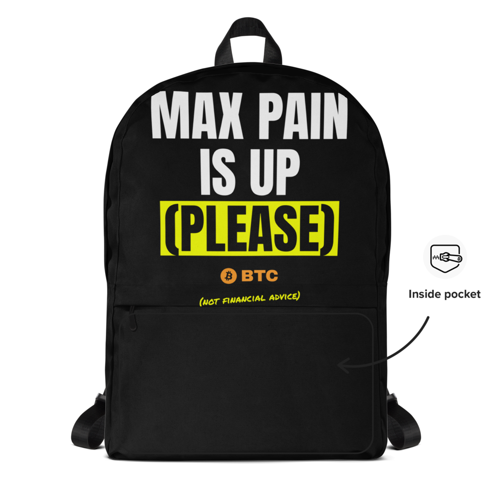 BTC “Max Pain Is Up (please)” Meme Backpack