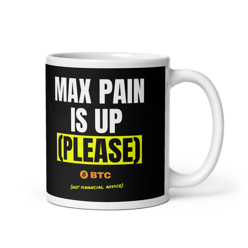 BTC “Max Pain Is Up (please)” Meme Mug