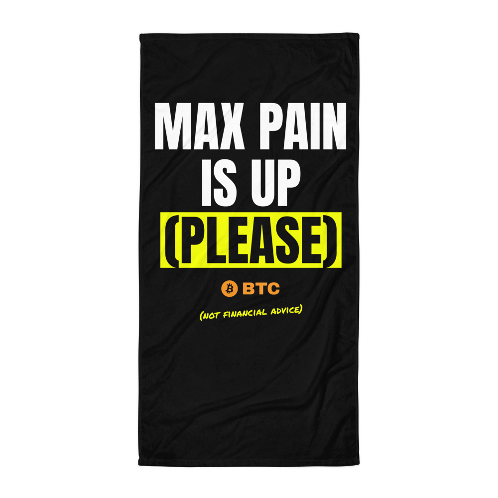 BTC “Max Pain Is Up (please)” Meme Beach Towel