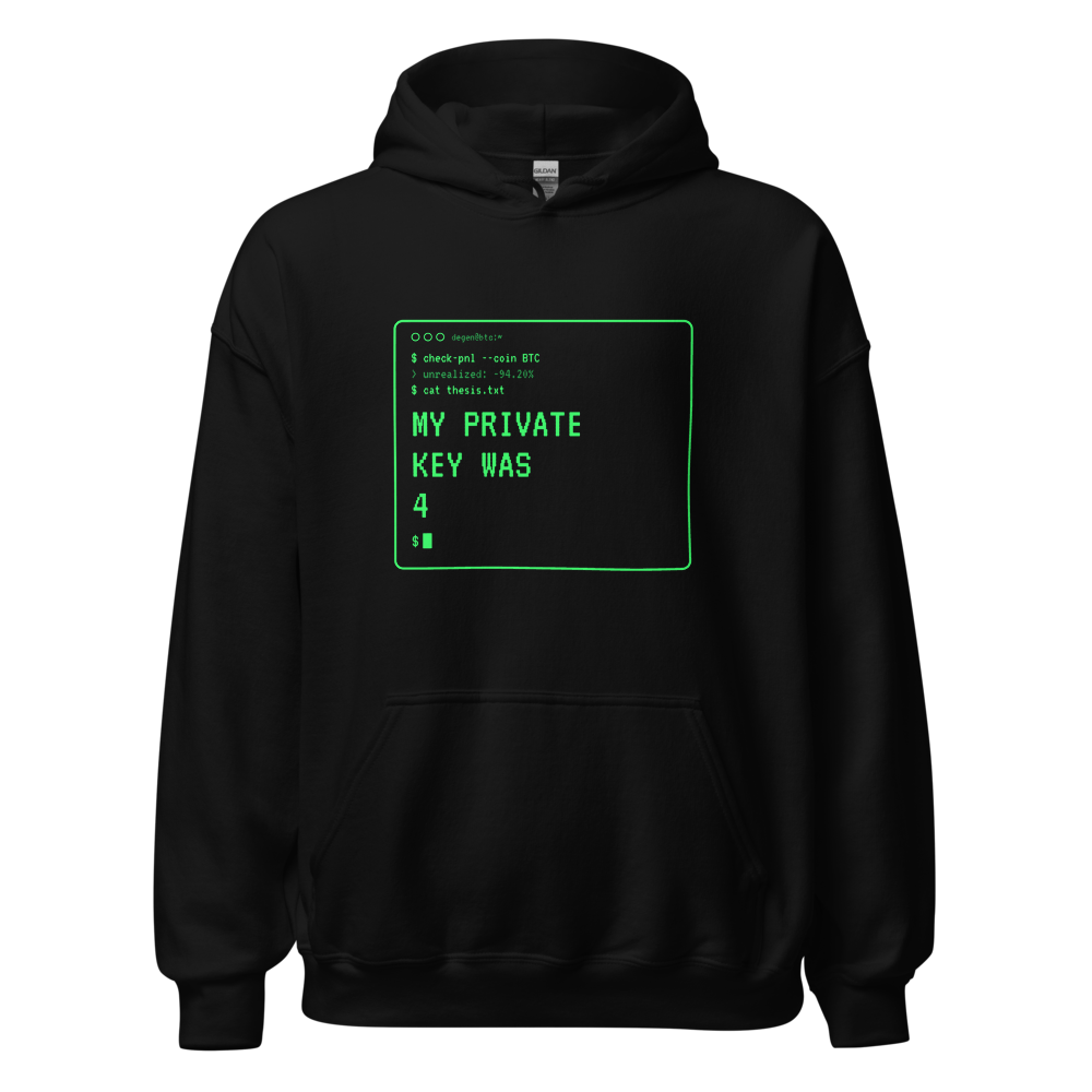 BTC “My Private Key Was 4” Terminal Hoodie