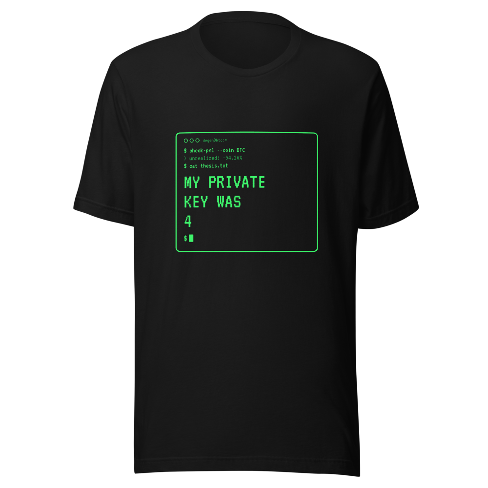 BTC “My Private Key Was 4” Terminal Classic Tee