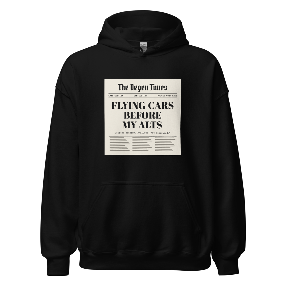 ETH “Flying Cars Before My Alts” Headline Hoodie