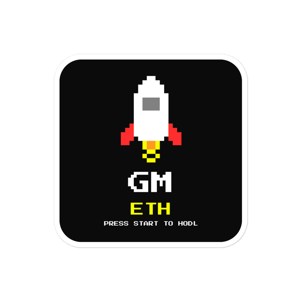 ETH “Gm” 8-bit Sticker