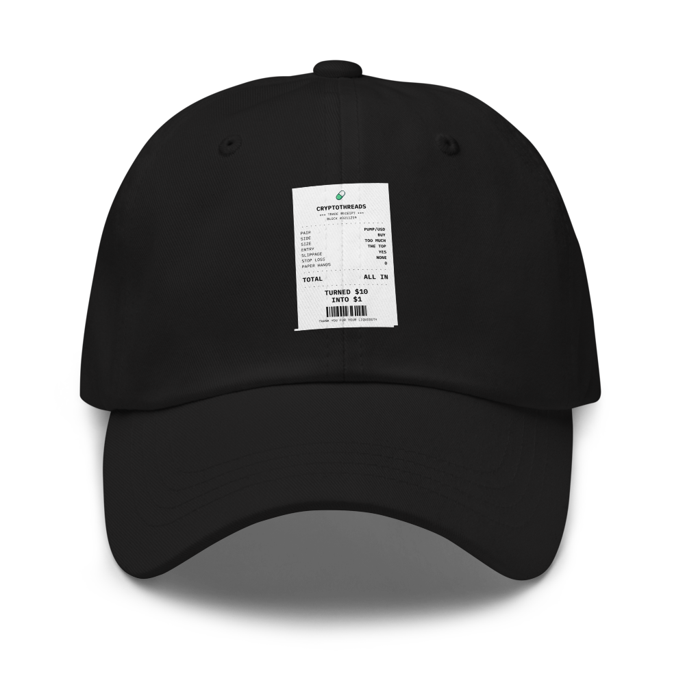 PUMP “Turned $10 Into $1” Receipt Dad Hat
