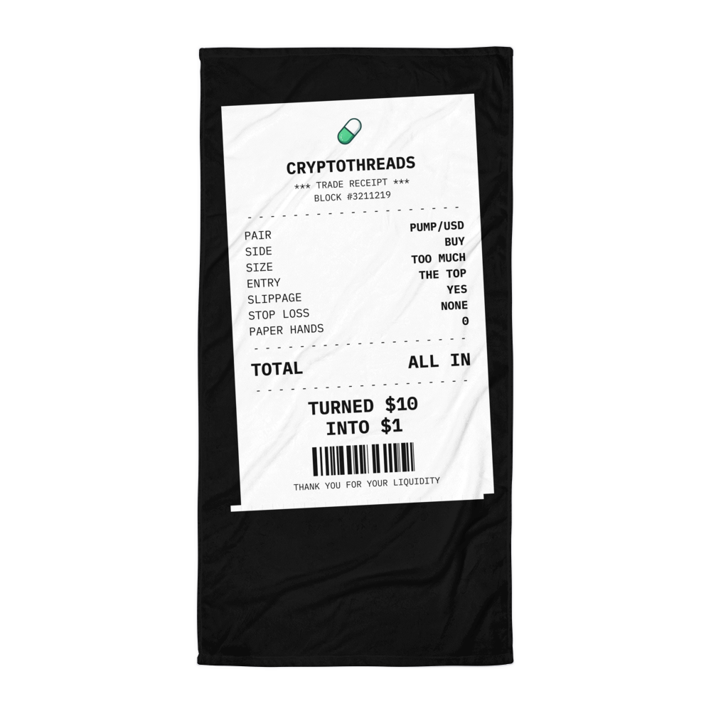 PUMP “Turned $10 Into $1” Receipt Beach Towel
