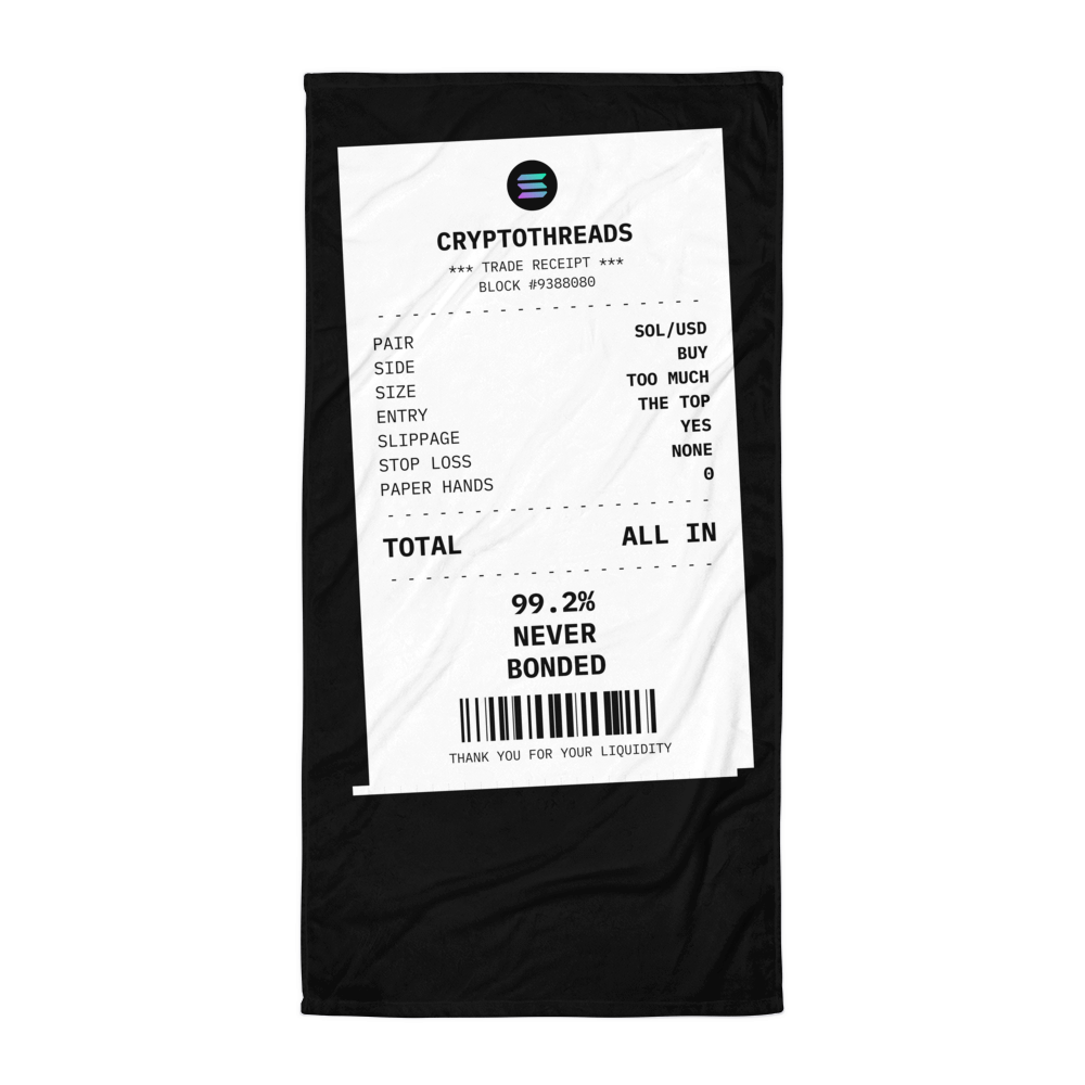 SOL “99.2% Never Bonded” Receipt Beach Towel