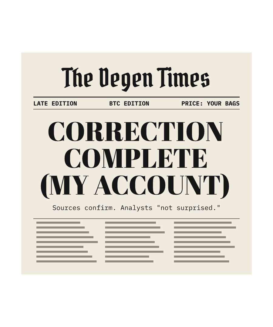 BTC “CORRECTION COMPLETE (MY ACCOUNT)” design
