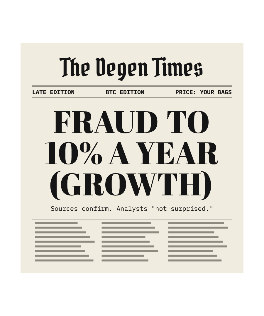BTC “FRAUD TO 10% A YEAR (GROWTH)” design