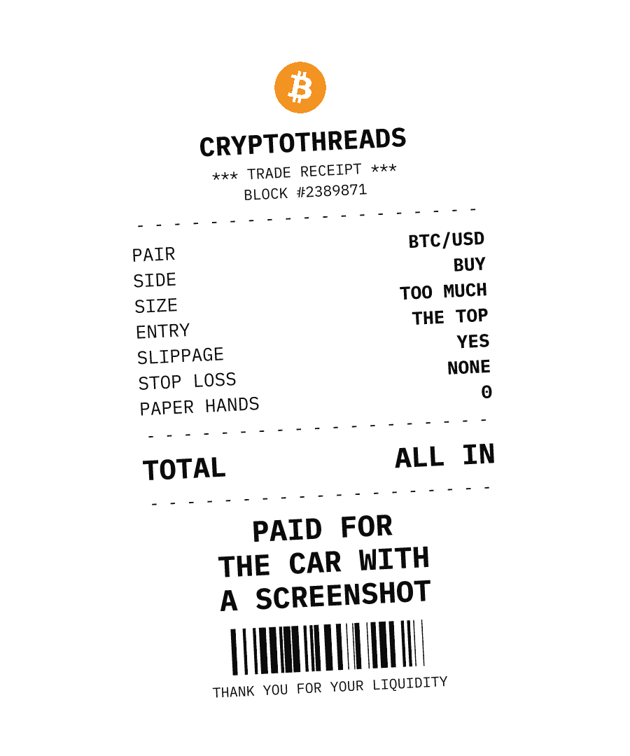 BTC “PAID FOR THE CAR WITH A SCREENSHOT” design